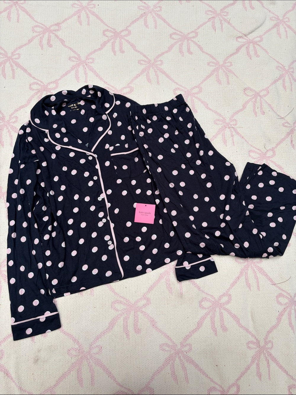 Kate Spade Navy Pink Polka Dot Pajamas